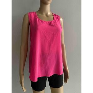 Mine Pink Sleeveless Blouse Casual Top‎ Lightweight Summer Size L